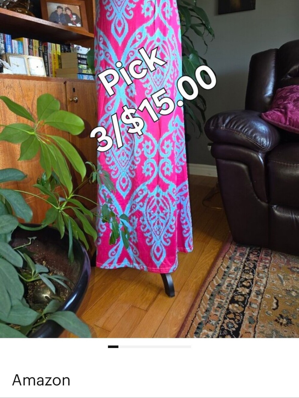 Maxi Skirt in Hot Pink with Aqua Pattern
